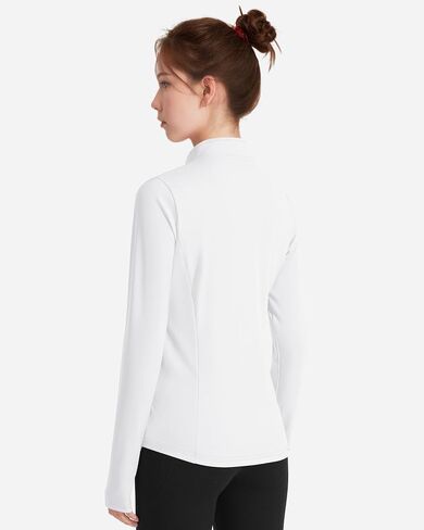 JOCMIC Girls Athletic Jacket Long Sleeve Horse Riding Shirts Fall Jackets Half Zip Sweatshirts with Thumbhole in Kuwait