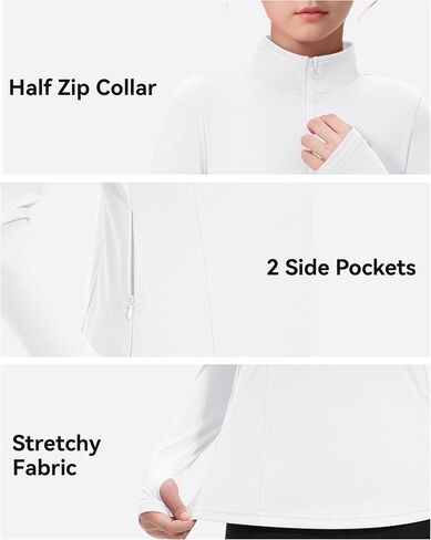JOCMIC Girls Athletic Jacket Long Sleeve Horse Riding Shirts Fall Jackets Half Zip Sweatshirts with Thumbhole in Kuwait