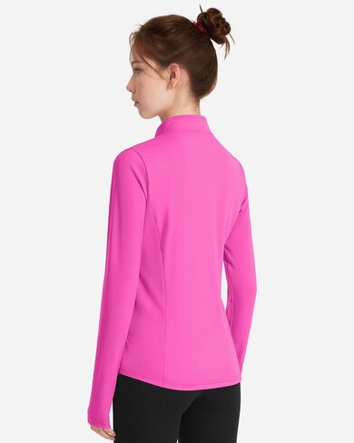 JOCMIC Girls Athletic Jacket Long Sleeve Horse Riding Shirts Fall Jackets Half Zip Sweatshirts with Thumbhole in Kuwait