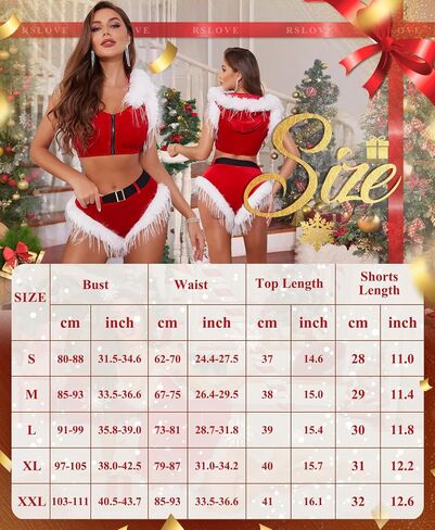 RSLOVE Women Sexy Christmas Costume - Santa Lingerie Set Velvet Claus Outfit 2Pcs Tops and Shorts Xmas Roleplay Bodysuit in Saudi Arabia