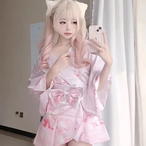 Women's cosplay Japanese kimono pajama print perspective Halloween dress lingerie in Saudi Arabia