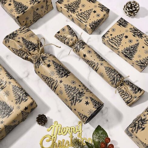 Bolsome 100 Sheets Christmas Tissue Paper for Gift Wrapping Kraft White Reindeer Xmas Tree Woodland Printed Tissue Paper for Gift Bags for Winter Holidays Christmas Party DIY Craft, 20 × 14 Inches in Kuwait