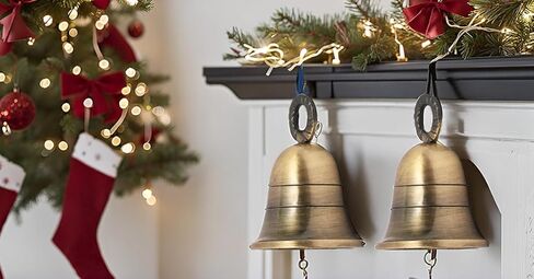 أجراس أجراس نحاسية هندية لديكور باب المنزل، والحرف اليدوية، والدقات، وديكور عيد الميلاد، وأجراس الحيوانات الأليفة البقرة لأجراس عيد الميلاد لتزيين عيد الميلاد (4، كلاسيكي) in Kuwait