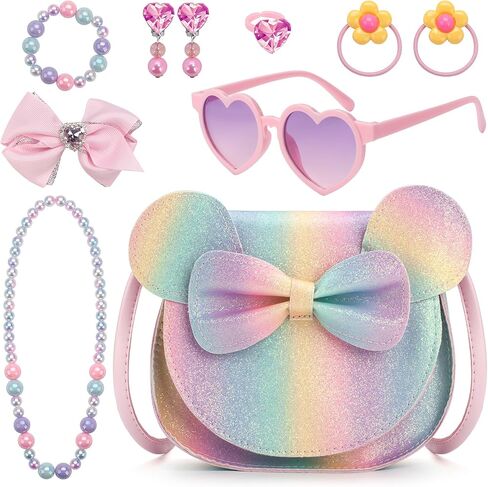 Kids Purse Toddler Gifts for Girls, Cute Little Girls Purse Mouse Ear Crossbody Bag, Princess Handbags for Age 3-14 in Saudi Arabia