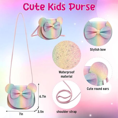 Kids Purse Toddler Gifts for Girls, Cute Little Girls Purse Mouse Ear Crossbody Bag, Princess Handbags for Age 3-14 in Saudi Arabia