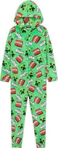 Minecraft Boys Fleece Hooded One-Piece Pajamas, Warm Fleece Hooded Loungewear Suit for Boys - Gifts for Gamers in Saudi Arabia