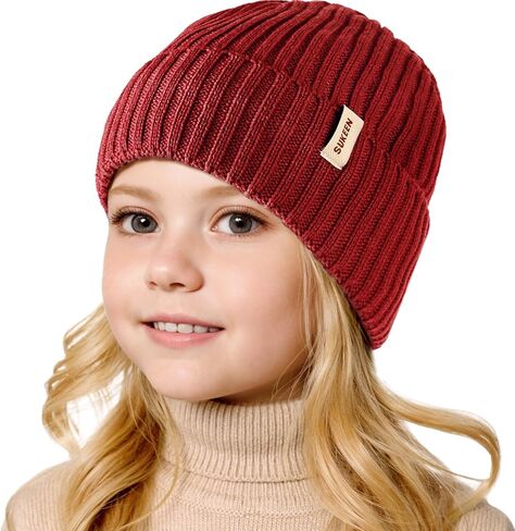 Sukeen Kids Winter Beanie Hat for Girls Boys Seepage Proof Kids Warm Knitted Hat Age 3-10 Kids Skull Cap for Daily Outdoor in Kuwait