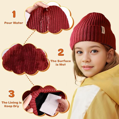 Sukeen Kids Winter Beanie Hat for Girls Boys Seepage Proof Kids Warm Knitted Hat Age 3-10 Kids Skull Cap for Daily Outdoor in Kuwait