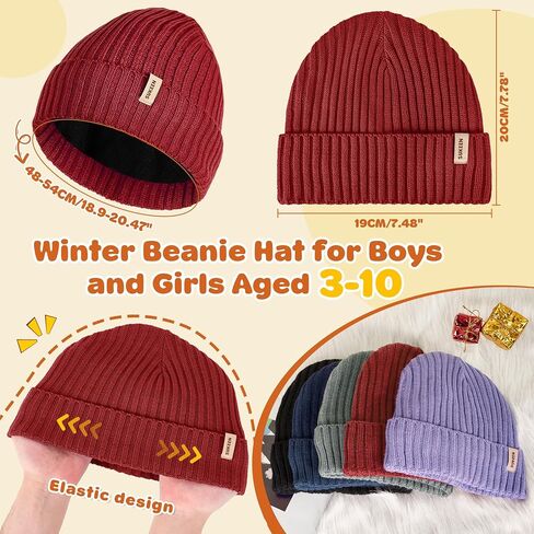 Sukeen Kids Winter Beanie Hat for Girls Boys Seepage Proof Kids Warm Knitted Hat Age 3-10 Kids Skull Cap for Daily Outdoor in Kuwait