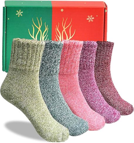 Stocking Stuffers 5 Pairs Novelty Socks with Gift Box Vintage Wool Socks for Christmas, Birthday, Party Gifts in Saudi Arabia