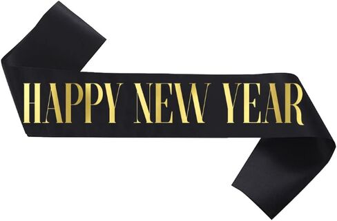 BBTDIN Happy New Year Sash Belt Hello 2025 2026 2027 Sash Belt Happy New Year 2025 2026 2027 Sash Belt BNY02 (A1-Black Sash) in Kuwait