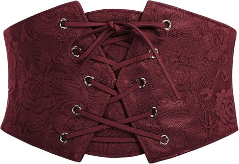 Scarlet Darkness Renaissance Corset Belt for Women Lace Overlay Front Ren Faire Corset in Kuwait