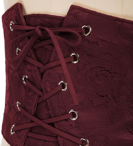 Scarlet Darkness Renaissance Corset Belt for Women Lace Overlay Front Ren Faire Corset in Kuwait