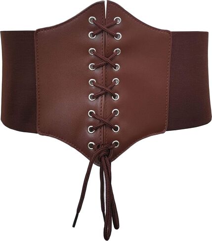 Hoerev Corsets Belt Tops Leather Vest Pirate Halloween Costume Lace Up Waist Belt Bustiers Corsets For Women in Kuwait