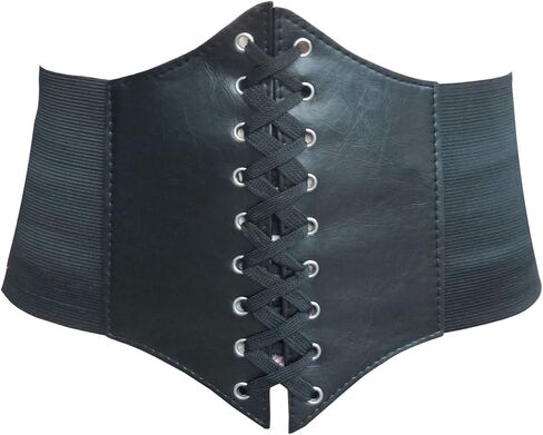 Hoerev Corsets Belt Tops Leather Vest Pirate Halloween Costume Lace Up Waist Belt Bustiers Corsets For Women in Kuwait