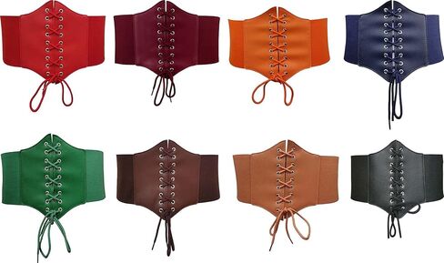 Hoerev Corsets Belt Tops Leather Vest Pirate Halloween Costume Lace Up Waist Belt Bustiers Corsets For Women in Kuwait
