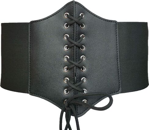 Hoerev Corsets Belt Tops Leather Vest Pirate Halloween Costume Lace Up Waist Belt Bustiers Corsets For Women in Kuwait
