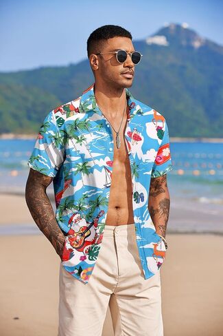 COOFANDY Mens Hawaiian Floral Shirts Tropical Button Down Shirt Summer Beach Shirt in Kuwait