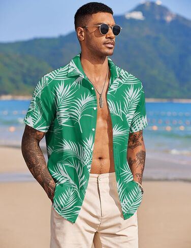 COOFANDY Mens Hawaiian Floral Shirts Tropical Button Down Shirt Summer Beach Shirt in Kuwait