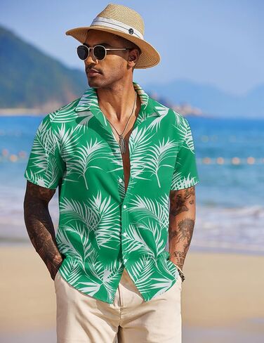 COOFANDY Mens Hawaiian Floral Shirts Tropical Button Down Shirt Summer Beach Shirt in Kuwait