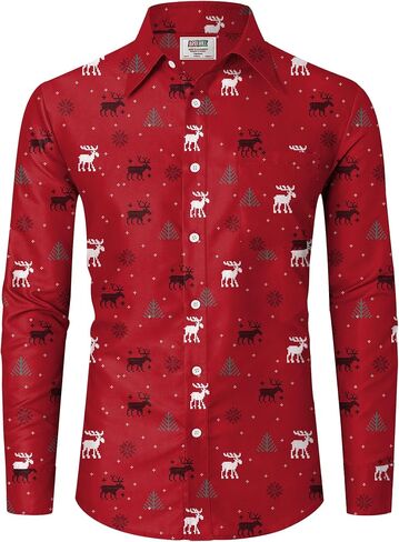 Arvilhill Men's Christmas Shirts Long Sleeve Ugly Xmas Button Shirts (S-XXL) in Saudi Arabia