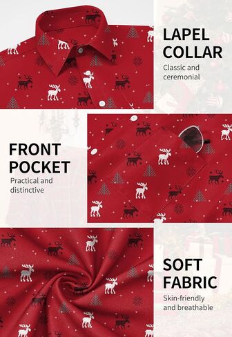 Arvilhill Men's Christmas Shirts Long Sleeve Ugly Xmas Button Shirts (S-XXL) in Saudi Arabia