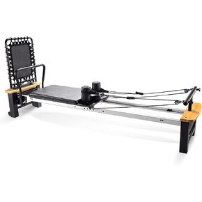 Stamina AeroPilates Pro Reformer Whole Body Resistance Padded Pilates Workout Machine with Cardio Rebounder for Home Workouts, Chrome Black