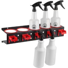 MOLIGOU Spray Bottle Storage Rack, Wall Mount Bottle Organizer Car Detailing, Steel Spray Bottle Holder