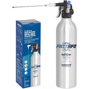 FIRSTINFO A1638 Patented Max. Pressure 140psi / 620ml Thickened Aluminum Canister Refillable High Pressure Aerosol Spray Can/Pneumatic Compressed Air Sprayer