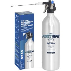 FIRSTINFO A1638 Patented Max. Pressure 140psi / 620ml Thickened Aluminum Canister Refillable High Pressure Aerosol Spray Can/Pneumatic Compressed Air Sprayer