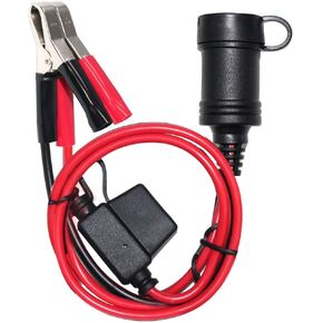 Cigarette Lighter Socket with Battery Alligator Clip - 3FT 12v Car Cigarette Female Socket to Alligator Clamp Battery Charger Extension Cord,Automotive Battery Clip-On Extension Cable with 15A Fuse
