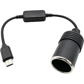 USB C Male to 12V Car Cigarette Lighter Socket Female Converter Cable 1 Ft,USB C to Cigarette Lighter Adapter for Dash Cam, GPS