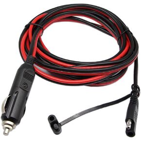 SinLoon Cigarette Lighter SAE Battery Charger Cable,12V 15A Cigarette Lighter Plug to Waterproof SAE Quick Release Adapter Extension Charging Cable with Fuse and LED Light(10FT,3 Meter)