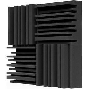TroyStudio Thick Acoustic Foam Panels, 12 X 12 X 3 Inch 12 Pcs Broadband Sound Absorbing Foam, Dense Soundproof Padding Tile, Recording Studio Foam Absorber, Groove Decorative 3D Wall Ceiling Panel