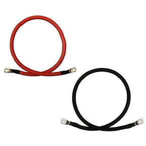4/0 AWG Gauge Red + Black Pure Copper Battery Inverter Cables Solar, RV, Car, Boat 3 feet 3/8 in Lugs