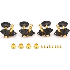 QYYQ Bass Guitar Black Plated Tuning Peg Machine Head Tuners 2R2L For 4 String Ukulele Gear Ratio 1:19