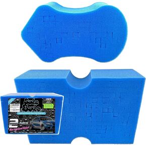 Sudz Budz® Premium Grid Car Wash Sponge 2pc Jumbo/Small | Anti-Marring Sponge for Soap and Rinseless Washing | Soft, Scratch-Free, Durable Foam. Cross-Cut, Ergonomic Sponges for Cleaning and Detailing
