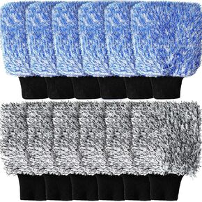 Riakrum 12 Pcs Car Wash Mitts Microfiber Car Wash Mitt Scratch Free Ultra Absorbent Microfiber Wash Sponge Cloths for Cars, Trucks and Boats Large Glove
