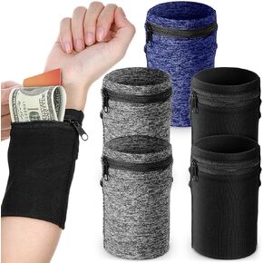 Honoson 5 Pieces Wrist Wallet Running Wallet Wristband Wrist Wallets for Women Men Wrist Pouch Zipper Wrist Wallet for Running Walking Hiking Jogging Travel