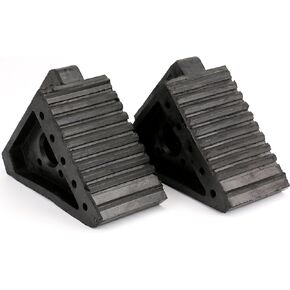 Fasmov 2 Pack Solid Rubber Heavy Duty Wheel Chock, Ergonomic Carry Handles, Premium Chock for Car, Travel Trailers, RV, Truck, and ATV