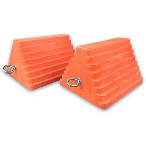 2 Pack Heavy Duty Rubber Wheel Chock with Handle, Sturdy Solid Anti Slip Wheel Stopper for All Weather Use -Trucks, RV, Travel Trailer, Pop Up Camper Accessory, 2 Pcs