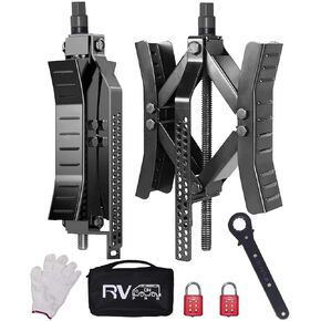 RVPNR217B RV Wheel Chock Stabilizer,Camper x chocks Travel Trailer, Wheel Chocks for Travel Trailers, Tire chocks rv Trailer (2 Packs) with Ratchet and Password Locks (Black)