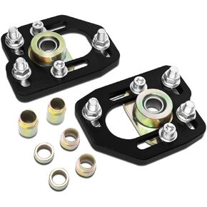 DNA Motoring CBK-PLT-FM90-BK Front Camber/Caster Plates Black [For 90-93 Ford Mustang]