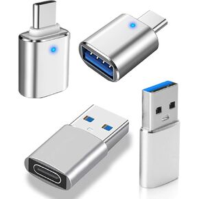 USB Hub 3.0, USB Splitter1 in 4 Out, USB Extender USB Adapter Multiple Port, 4Pcs USB to USBC-C Adapter, USB C to USB Adapter, USB A to USB C Adapter Type C OTG Adapter (4Pcs Adapter)