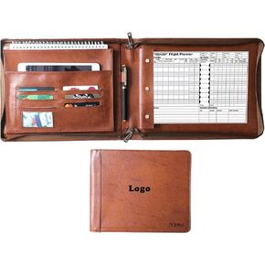 Professional Vegan Leather Pilot Logbook, Pilot Journal for Letter Size Paper, Pilot Log Book Binder, Gift for Pilot Custom Name Logo
