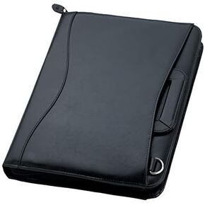 محفظة جلدية للأعمال من ترافيجو ذات 3 حلقات لحزام الكتف| 14 بوصة طول × 11.5 بوصة عرض | حزام كتف قابل للإزالة بمقابض | حاسبة الطاقة الشمسية | مجلد وثيقة المنظم | مفكرة متضمنة، s805 (أسود) in Kuwait