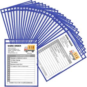 56 Pack Dry Erase Pockets Reusable Plastic Sleeves Shop Holder Order Pockets Clear Sleeves Tickets Folders Job Ticket Shop Holder Order Pockets Teacher Supplies for Classroom Organization (Multicolor)