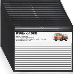 Ireer 30 Pcs Dry Erase Document Holder Horizontal Job Ticket Holders Dry Erase Pockets for 9 x 12 Inches Paper Document Clear Plastic Paper Sleeves Plastic Paper Holder for Office School Business