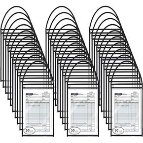 50 Pack Shop Ticket Holders Job Ticket Holders Work Order Holder Pockets, 9 x 12 Dry Erase Pocket Work Order Plastic Sleeves with Hanging Strap, Both Sides Clear
