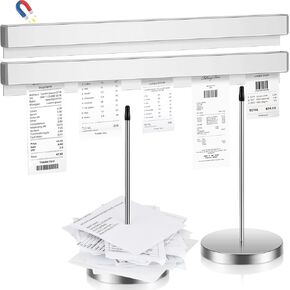 مجموعة حامل التذاكر 4 قطع من Blulu تتضمن 2 رف فحص منزلق من الألومنيوم المغناطيسي الفضي و2 حامل إيصالات من الفولاذ المقاوم للصدأ ومثبت تذكرة مدببة للمطبخ والمكتب والمقاهي ومنظم ملاحظات البار in Kuwait